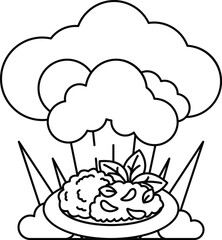 A white background with a large cloud