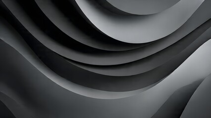 ia generated. Abstract design with overlapping wavy shapes in dark gray and black tones, creating modern texture and visual depth.