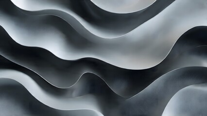 ia generated. Abstract design with overlapping wavy shapes in dark gray and black tones, creating modern texture and visual depth.