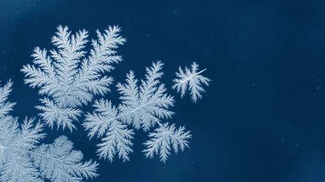 Blue Christmas winter holiday decoration background with vector snowflakes, stars, and frost pattern