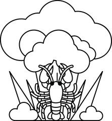 A crab is sitting on a cloud of white powder