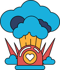 A cartoon of a cloud with a heart on top of it