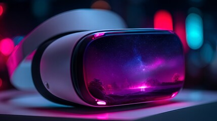 Embracing the future of business a minimalist white vr headset showcasing technology innovation in a cyber environment for generative ai experiences