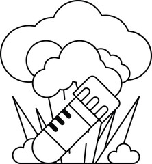 A drawing of a cloud with a stick in it