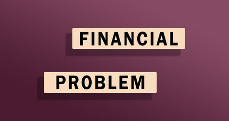 financial problem, financial crisis concept for risk, economic uncertainty, business problems. Rectangluar blocks on deep pink background. Copy space. 3D rendering.