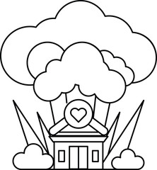 A house is shown with a cloud of smoke coming out of it