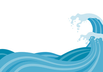 Vector illustration of a background frame of ukiyo-e style waves