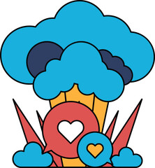 A white background with a cloud and a heart