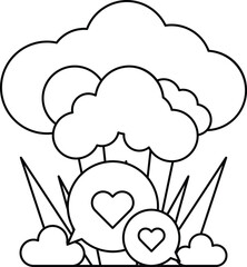 A white background with a cloud and a heart