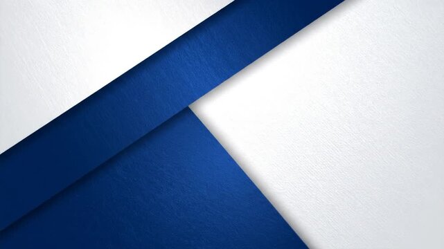 Geometric abstract composition with intersecting shapes in white and deep blue tones