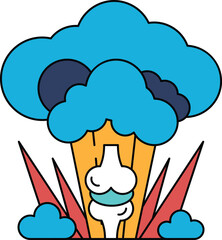 A white drawing of a cloud with a bone sticking out of it