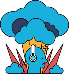 A black and white drawing of a bomb exploding with a clock in the middle