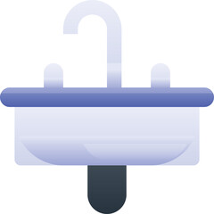 Simple Light Blue and White Bathroom Sink with Silver Faucet on a Transparent Background Clean Modern Iconographic Representation of Plumbing Fixture