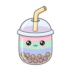Cute Pink Bubble Tea Kawaii Character