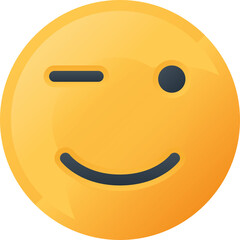 Yellow Smiley Face Icon With Closed Eye And Open Eye Winking On Transparent Background