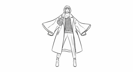 Stylish Anime Character in Long Coat and Boots.