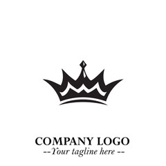 Elegant Black Crown Logo Symbol on a Clean White Background for Premium Branding Design