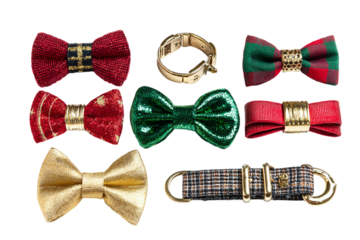 Festive Pet Accessories for Special Occasions isolated on transparent background