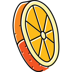 Obraz premium Stylized Illustration of a Sliced Orange with Vibrant Orange Pulp and White Segments Set Against a Clean Transparent Background