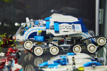 Naklejka premium Moscow, Russia. - June 23, 2025: Lego construction kit, old models. Collection of the famous toy series