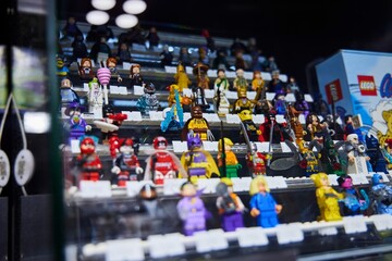 Naklejka premium Moscow, Russia. - June 23, 2025: Lego construction kit, old models. Collection of the famous toy series