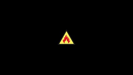 Flammable warning sign flashing to alert of fire danger and caution. Animated fire hazard warning sign - Powered by Adobe