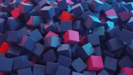 Abstract Pile of Geometric Shapes Colorful Cubes with Interesting Lighting Background
