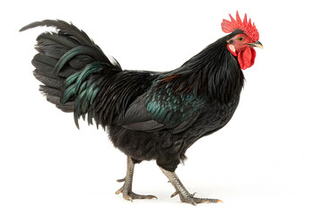 Majestic Rooster Portrait: A striking rooster displays its vibrant plumage, showcasing a perfect example of poultry in its prime.