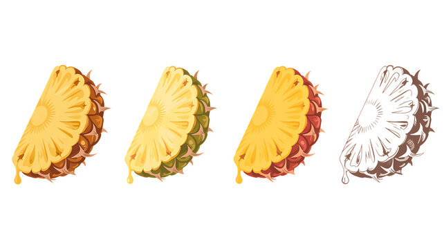 Luscious pineapple wedges in vibrant colors offer a refreshing tropical vibe, perfect for summer promotions and healthy lifestyle campaigns, exuding a natural, juicy appeal