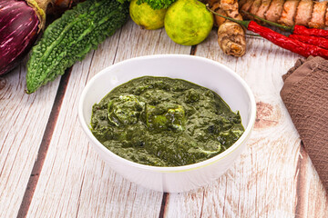 Indian cuisine - Palak paneer cheese with spinach