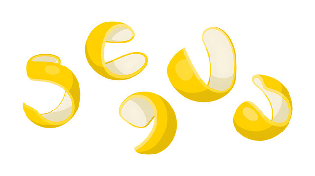 Vibrant yellow banana peels arranged playfully, adding a touch of whimsical charm to your designs, perfect for food packaging or playful illustrations, evoking a sense of fun