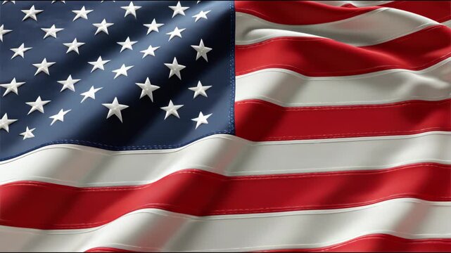 Realistic and high-quality computer-generated animation of the american flag waving in the wind