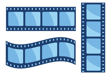 gently curving cinema film strip vector, essential for representing classic movie production, video content, media design, and photography concepts