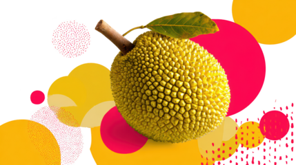 Vivid Jackfruit on Abstract Colorful Background, Modern Tropical Food Concept