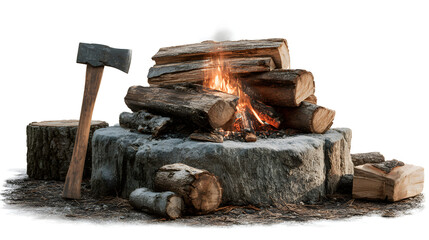 firewood in the fire