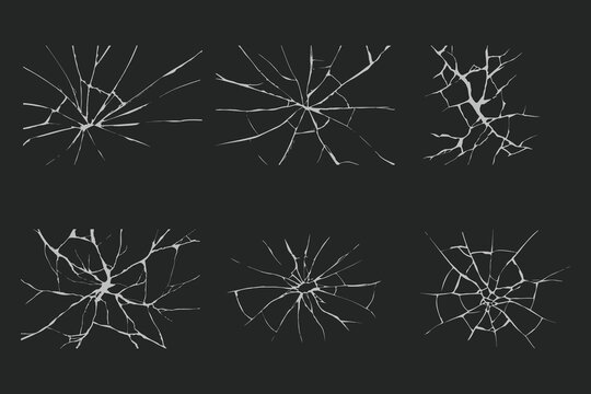 Glass cracks for creative design vector illustration. Broken window shattered glassy surface and break windshield glass texture silhouette. Eps 10
