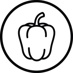Illustrator Bell pepper outline icon in a circle Silhouette vector