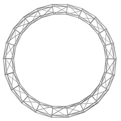 abstract circular metal truss structure. 3d render of a high-tech architectural frame for modern engineering concepts.
