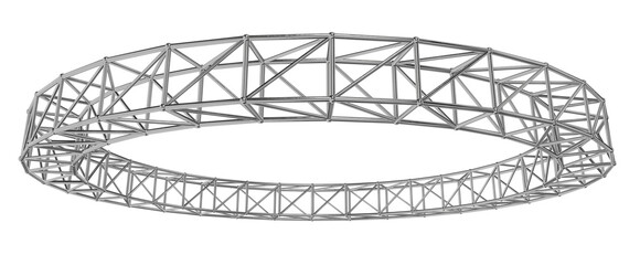 abstract 3d circular truss structure in perspective. architectural framework for modern engineering concepts and volumetric design.