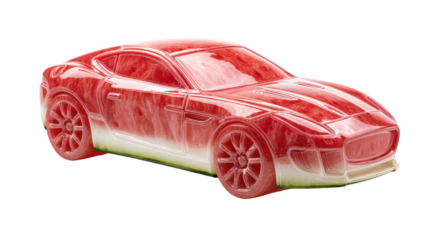 Watermelon Car Concept, Sports Car Made of Watermelon on Isolated Background