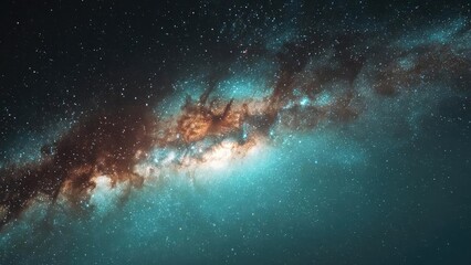Fototapeta premium Milky Way galaxy seen edge-on, a bright dusty band across a starry sky. Concept Milky Way Edge-On View, Dusty Galactic Band Across the Sky, Long-Exposure Night Sky, Crisp Stars and Dark Dust Lanes
