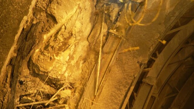 Industrial Underground Viaduct Tunnel Interior with Cables