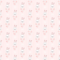 seamless pattern with rabbit and flowers 