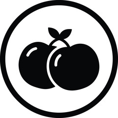 Illustrator Two cherries inside round frame minimalist Silhouette vector