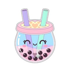 Cute Strawberry Milk Bubble Tea Character