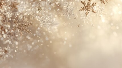 A festive snowfall of shimmering snowflakes and bokeh lights create a dazzling winter celebration display.