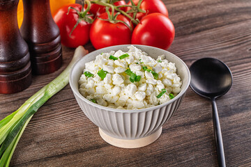 Cottage cheese with green onion