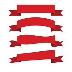 Set of red ribbons.Collection of banner.Ribbon labels for making posters Advertising and decoration.Tape template.Shiny red promotional sale tags.Price discount stickers.Vector illustration.