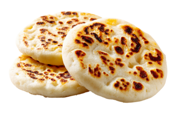 Crispy fried arepa isolated on transparent background