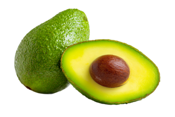 Whole ripe avocado isolated on transparent background